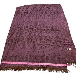 Italian Cashmere wool purple and Brown Patterned Scarf